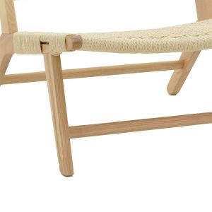 Filippo Natural beech wood garden lounge chair with natural rope seat 68x69x74cm
