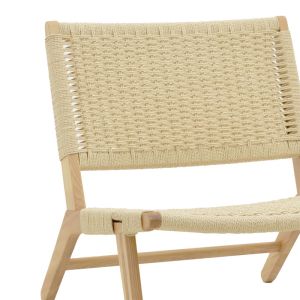 Filippo Natural beech wood garden lounge chair with natural rope seat 68x69x74cm