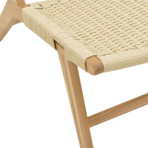 Filippo Natural beech wood garden lounge chair with natural rope seat 68x69x74cm