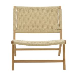 Filippo Natural beech wood garden lounge chair with natural rope seat 68x69x74cm