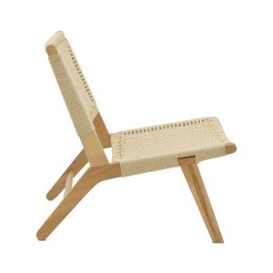 Filippo Natural beech wood garden lounge chair with natural rope seat 68x69x74cm