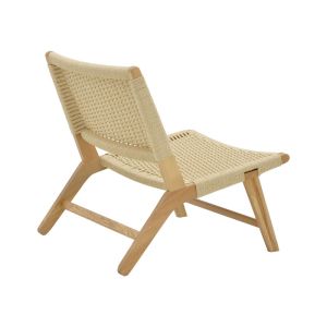 Filippo Natural beech wood garden lounge chair with natural rope seat 68x69x74cm