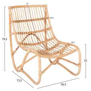 Garden lounge chair Grinn Hm9815.01 made of rattan in natural color 60x85x93cm