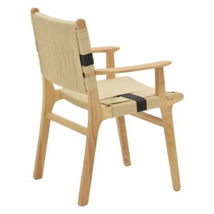 Olivier garden lounge chair made of natural black beech wood with natural rope 62x60x85cm