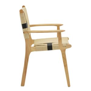 Olivier garden lounge chair made of natural black beech wood with natural rope 62x60x85cm