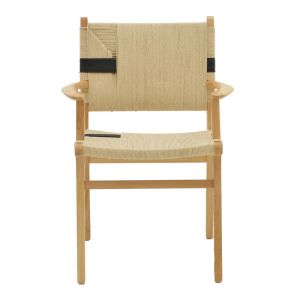 Olivier garden lounge chair made of natural black beech wood with natural rope 62x60x85cm