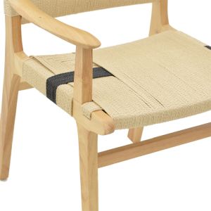 Olivier garden lounge chair made of natural black beech wood with natural rope 62x60x85cm