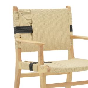 Olivier garden lounge chair made of natural black beech wood with natural rope 62x60x85cm