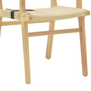 Olivier garden lounge chair made of natural black beech wood with natural rope 62x60x85cm