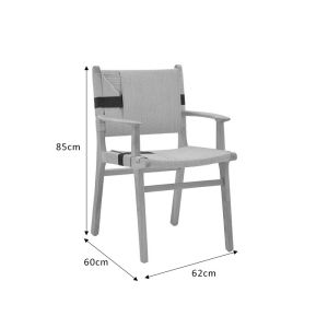 Olivier garden lounge chair made of natural black beech wood with natural rope 62x60x85cm