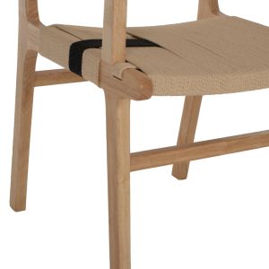 Garden chair rubber wood and rope Hm9324,01