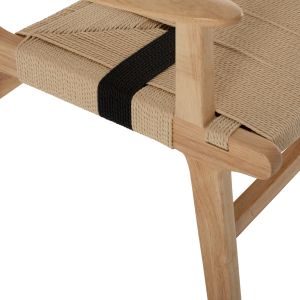 Garden chair rubber wood and rope Hm9324,01