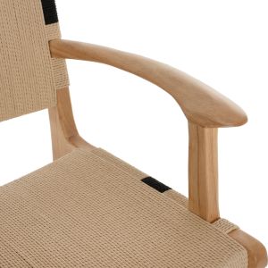 Garden chair rubber wood and rope Hm9324,01