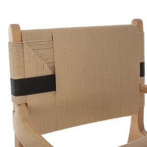 Garden chair rubber wood and rope Hm9324,01