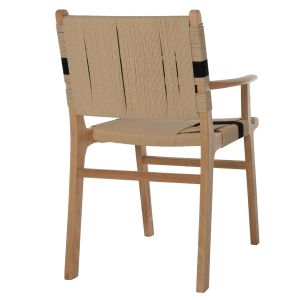 Garden chair rubber wood and rope Hm9324,01