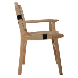 Garden chair rubber wood and rope Hm9324,01