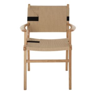 Garden chair rubber wood and rope Hm9324,01
