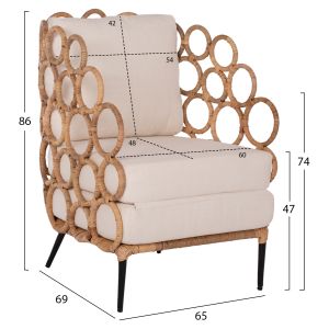 Natural rattan garden armchair Circle Fb99341