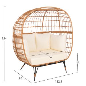 Double chair made of PP rattan Miami 132.5x90x154hcm Hm5870.11