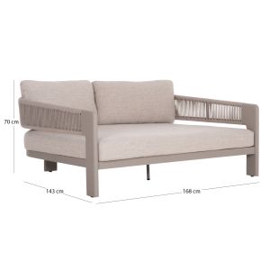 Double daybed Baron Sm6479.04 beige aluminum-rope-olefin 168x143x70w