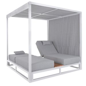 Double sun loungers in a cube with canopies Gallant, aluminum white Hm6097.02 2x2x2 m