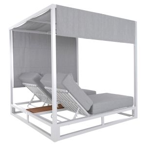 Double sun loungers in a cube with canopies Gallant, aluminum white Hm6097.02 2x2x2 m