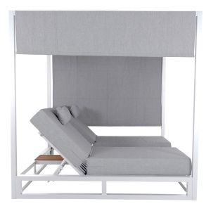 Double sun loungers in a cube with canopies Gallant, aluminum white Hm6097.02 2x2x2 m