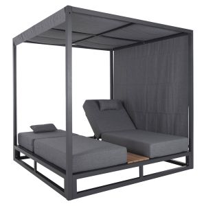 Double sun loungers in a cube with canopies Gallant, aluminum gray Hm6097.01 2x2x2 m