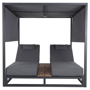 Double sun loungers in a cube with canopies Gallant, aluminum gray Hm6097.01 2x2x2 m