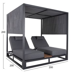 Double sun loungers in a cube with canopies Gallant, aluminum gray Hm6097.01 2x2x2 m