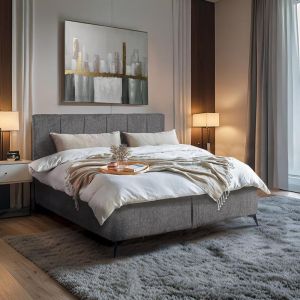 Double bed David beige fabric 172x211x118cm (160x200)