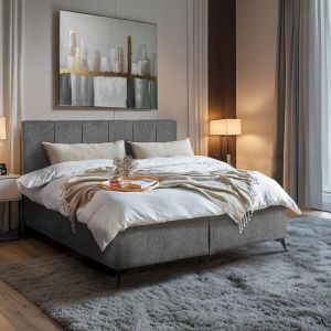 Double bed David gray fabric 172x211x118cm (160x200)