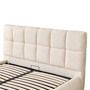 Двойно легло Eddy Hm731.03 бежово букле &amp; място за съхранение-матрак 160x200см.
