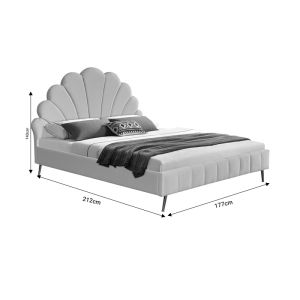 Double bed Felas beige fabric 160x200cm