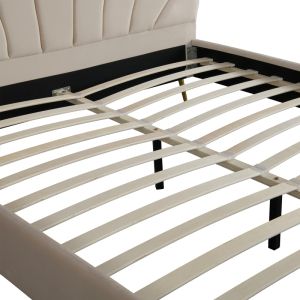 Double bed Felas beige fabric 160x200cm
