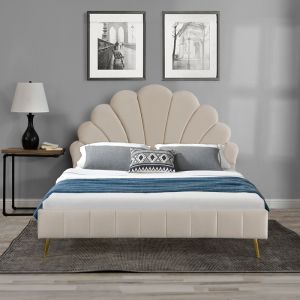 Double bed Felas beige fabric 160x200cm