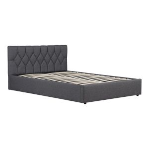 Kamaho double bed, fabric, anthracite, with storage space, 160x200cm