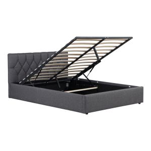 Kamaho double bed, fabric, anthracite, with storage space, 160x200cm