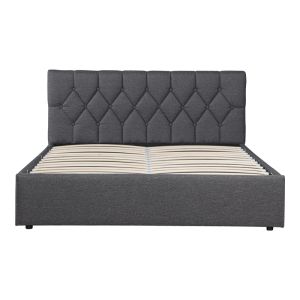 Kamaho double bed, fabric, anthracite, with storage space, 160x200cm