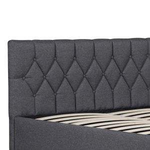 Kamaho double bed, fabric, anthracite, with storage space, 160x200cm