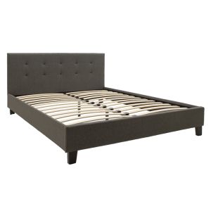 Mago double bed with dark gray fabric 150x200cm