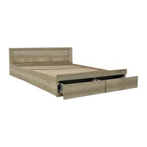 Nalos double bed with drawers, castillo/oak color, for mattress 140x200cm