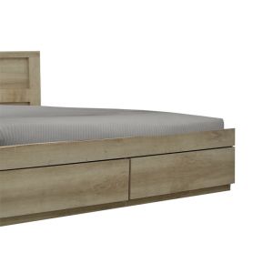 Nalos double bed with drawers, castillo/oak color, for mattress 140x200cm