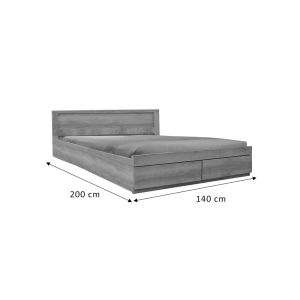 Nalos double bed with drawers, castillo/oak color, for mattress 140x200cm
