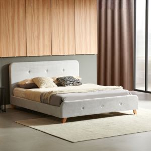 Double bed Restel gray fabric 160x200cm