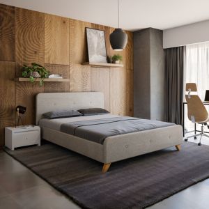 Double bed Restel gray-white fabric 160x200cm
