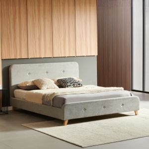 Double bed Restel gray-white fabric 160x200cm