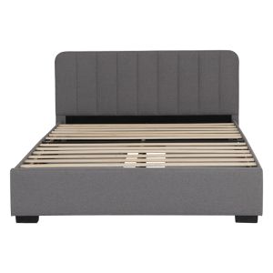 Double bed Veloty fabric dark gray with drawers 150x200cm