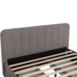 Double bed Veloty fabric dark gray with drawers 150x200cm