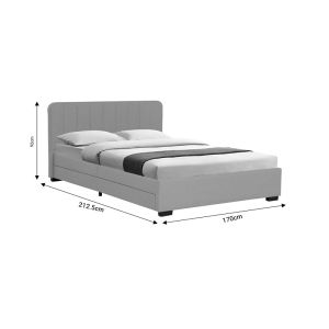 Veloty double bed with drawers, gray fabric, 150x200cm